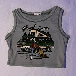 Green Good Times Crop Top